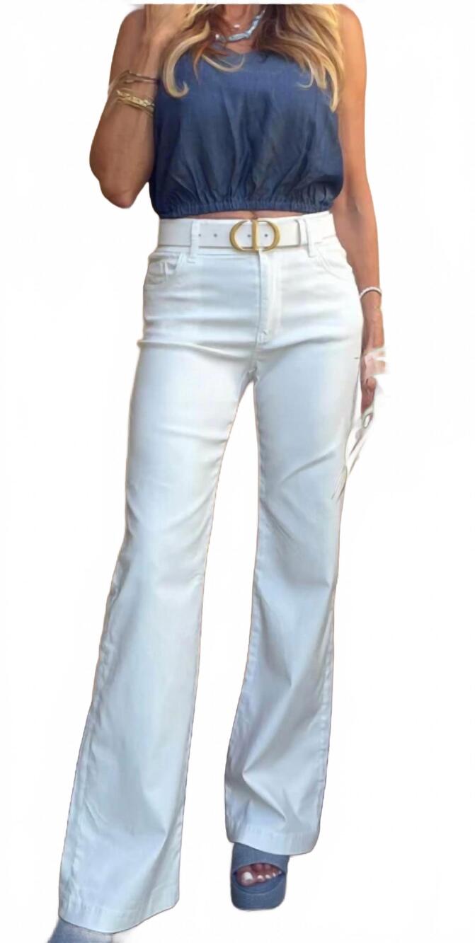 NEW BEVY FLOG women's amy flare pants in white stripe